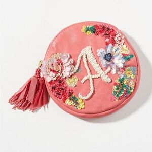 Anna Harlow Russo x Anthropologie Embellished Leather Monogram (A) Pouch